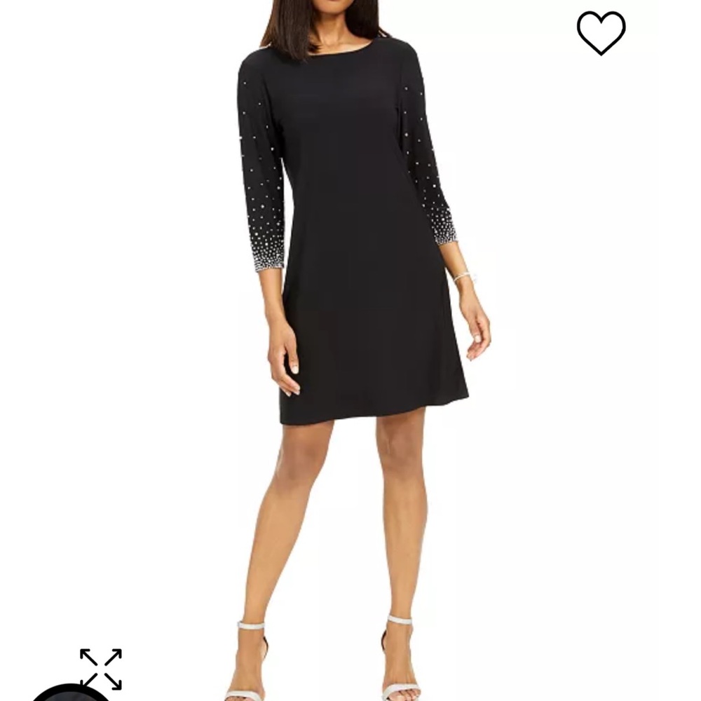 MSK 3/4 Beaded Sleeve Sheath Dress, Women's Size XL Black MSRP $80